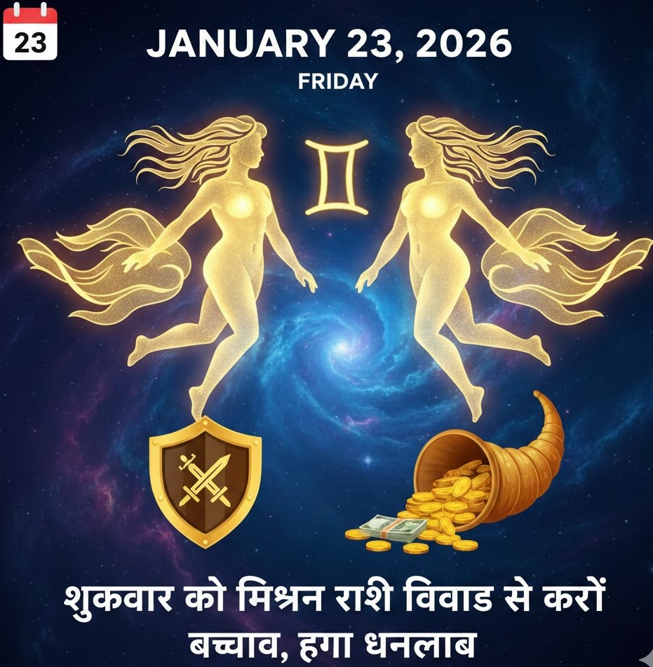 "23 जनवरी 2026 राशिफल: शुक्रवार, मिथुन राशि को विवाद से बचना होगा, धनलाभ के योग"