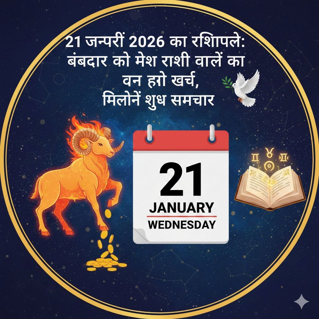 21 जनवरी 2026 का राशिफल: बुधवार को मेष राशि वालों का धन होगा खर्च, मिलेंगे शुभ समाचार