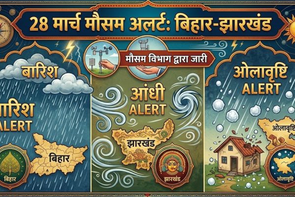 28 मार्च मौसम में बिहार झारखंड में बारिश आंधी और ओलावृष्टि की संभावना