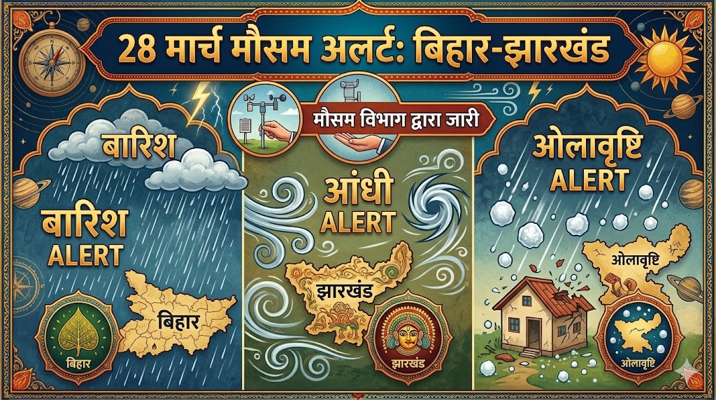 28 मार्च मौसम में बिहार झारखंड में बारिश आंधी और ओलावृष्टि की संभावना