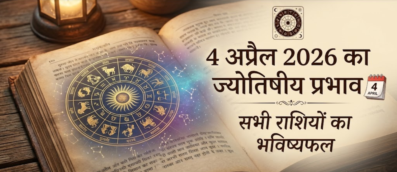 4 अप्रैल 2026 राशिफल के लिए राशि चक्र और ग्रहों की स्थिति का चित्र