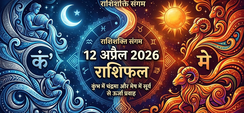 12 अप्रैल 2026 राशिफल में कुंभ चंद्रमा और मेष सूर्य के ज्योतिषीय प्रभाव का विवरण