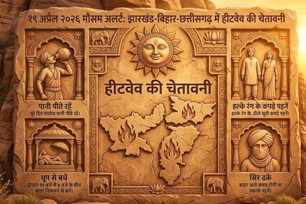 झारखंड बिहार छत्तीसगढ़ में 19 अप्रैल 2026 हीटवेव और गर्म मौसम का दृश्य