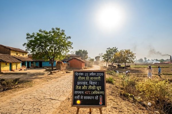 झारखंड बिहार मौसम अपडेट 22 अप्रैल 2026 में तेज धूप और बढ़ता तापमान का दृश्य
