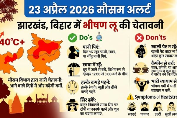 झारखंड बिहार में भीषण लू की चेतावनी दर्शाता मौसम विभाग का हीटवेव मैप