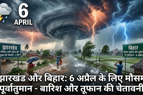 रांची और पटना में 6 अप्रैल को बारिश और तूफानी हवाओं का मौसम पूर्वानुमान