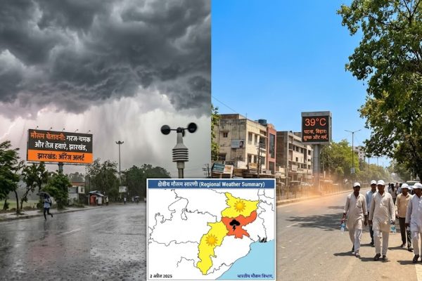 झारखंड में 2 अप्रैल 2025 के तूफानी मौसम और बारिश के संकेत दिखाते बादल
