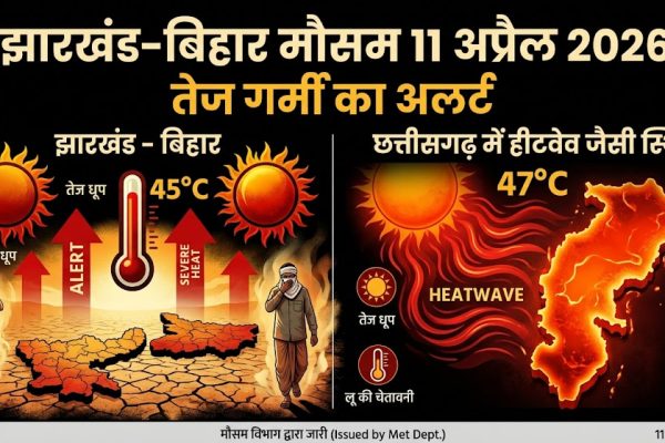 झारखंड बिहार छत्तीसगढ़ में 11 अप्रैल को तेज गर्मी और शुष्क मौसम का पूर्वानुमान