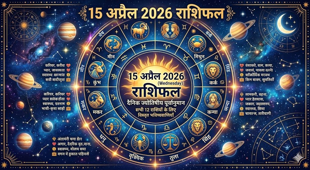 15 अप्रैल 2026 दैनिक राशिफल और पंचांग ज्योतिषीय पूर्वानुमान सभी राशियों के लिए