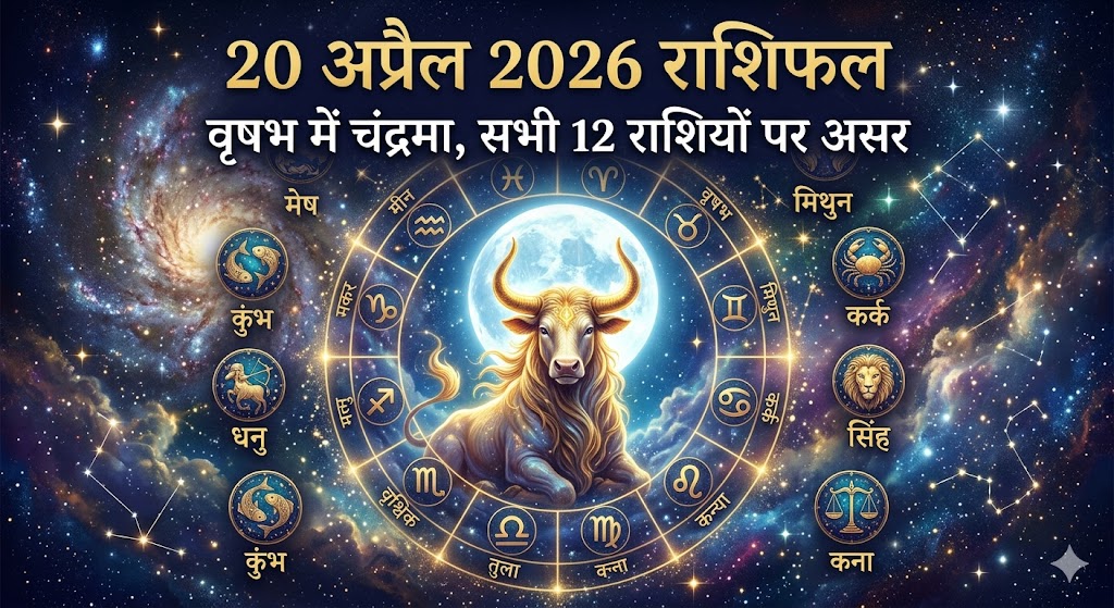 20 अप्रैल 2026 राशिफल वृषभ चंद्रमा रोहिणी नक्षत्र और सभी राशियों का दैनिक भविष्यफल