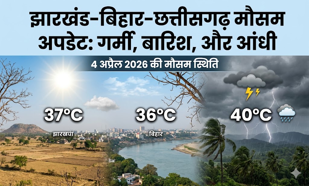 झारखंड बिहार और छत्तीसगढ़ में 4 अप्रैल को बदलते मौसम और बादल