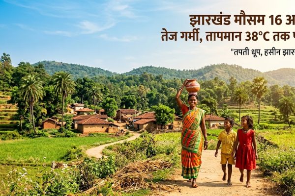 झारखंड में तेज धूप और बढ़ते तापमान के बीच गर्म मौसम का दृश्य