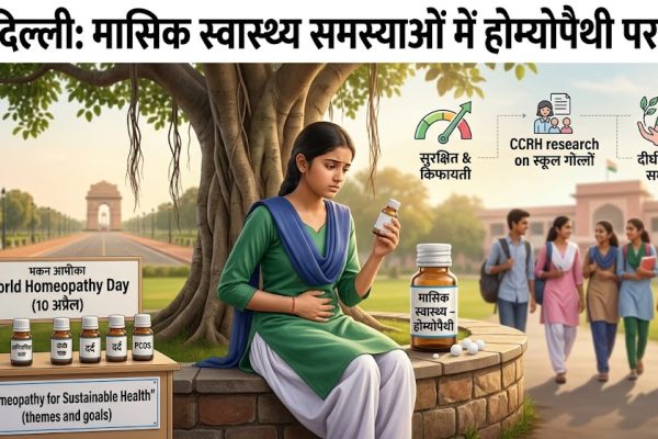 मासिक स्वास्थ्य समस्याओं से प्रभावित किशोरी और होम्योपैथी उपचार की प्रतीकात्मक तस्वीर