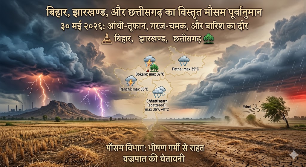 "रांची, झारखंड मौसम अपडेट: आसमान में छाए काले कड़कते बादल, आईएमडी (IMD) द्वारा बारिश और बिजली गिरने का अलर्ट जारी।"