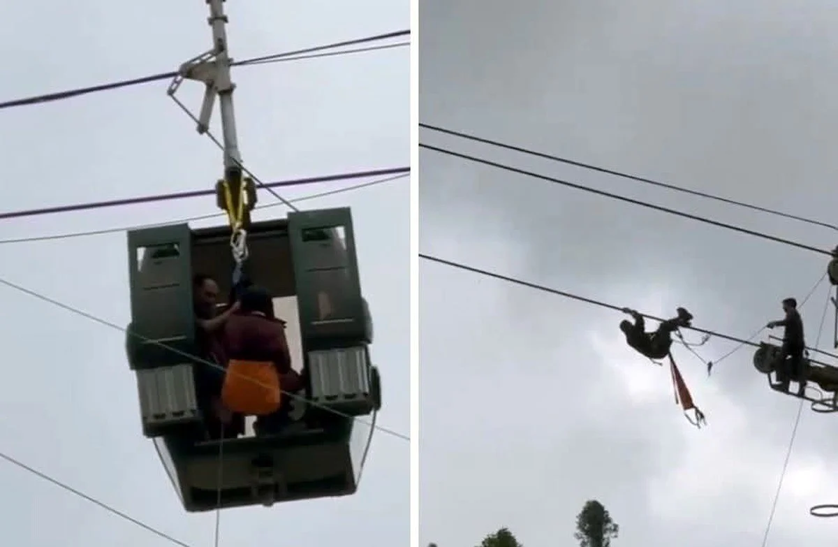 जम्मू-कश्मीर के गुलमर्ग गोंडोला में तकनीकी खराबी के बाद रेस्क्यू किए गए 300 पर्यटकों की सुरक्षित वापसी।