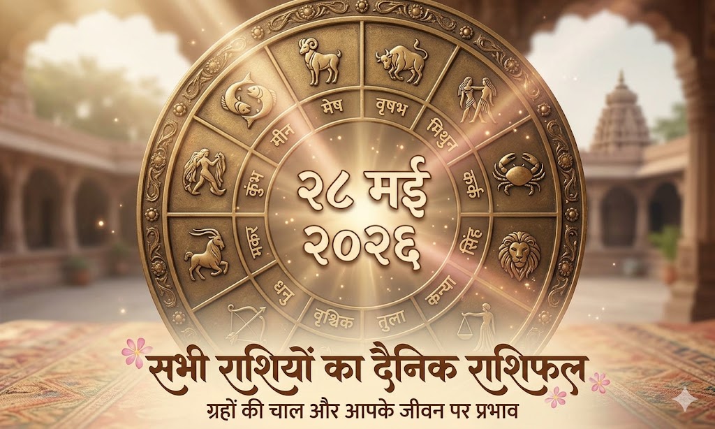 दैनिक राशिफल 28 मई 2026 में गजलक्ष्मी और नवम पंचम राजयोग से बदलेगा भाग्य।