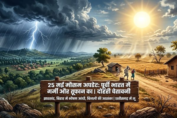 पूर्वी भारत में शाम को आए भीषण आंधी-तूफान के दौरान हाईवे के ऊपर इकट्ठा होते काले कड़कड़ाहट वाले बादल।