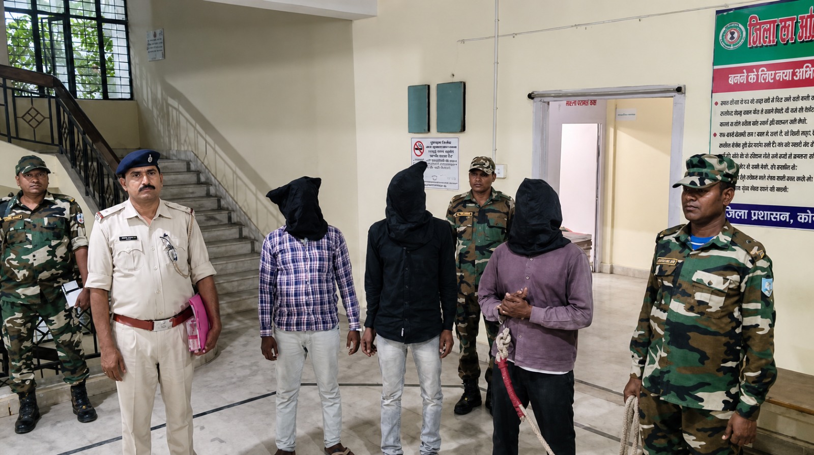 कोडरमा में अपहरण कांड का खुलासा होने के बाद तिलैया थाना के बाहर पुलिस टीम।