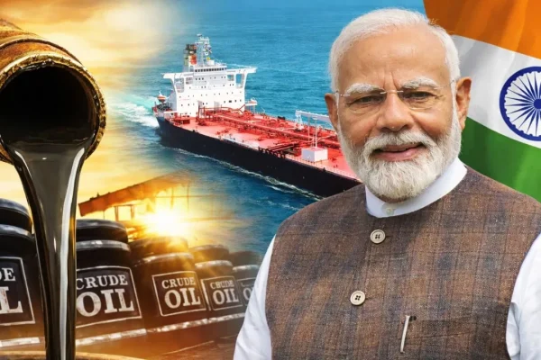भारत की प्रमुख तेल कंपनियों IOC, BPCL और HPCL के लोगो और कच्चे तेल की बढ़ती कीमतों का सांकेतिक चित्रण।