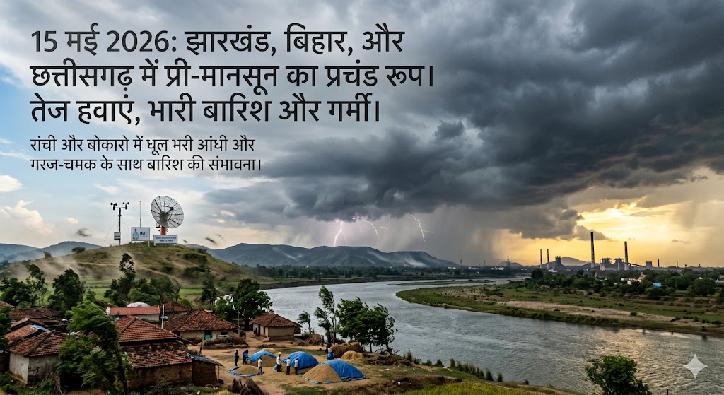 तीव्र आईएमडी प्री-मानसून मौसम अलर्ट के दौरान धनबाद के आसमान में छाए घने काले तूफान के बादल।