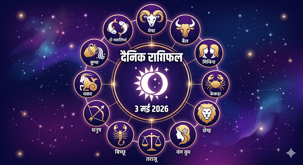 3 मई 2026 के दैनिक राशिफल के अनुसार सभी 12 राशियों का विस्तृत और सटीक विश्लेषण।