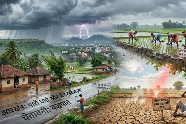 भारत मौसम विज्ञान विभाग (IMD) द्वारा झारखंड, बिहार और छत्तीसगढ़ के लिए जारी मानसून वर्षा का मानचित्र।