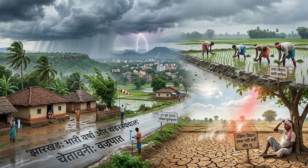 भारत मौसम विज्ञान विभाग (IMD) द्वारा झारखंड, बिहार और छत्तीसगढ़ के लिए जारी मानसून वर्षा का मानचित्र।