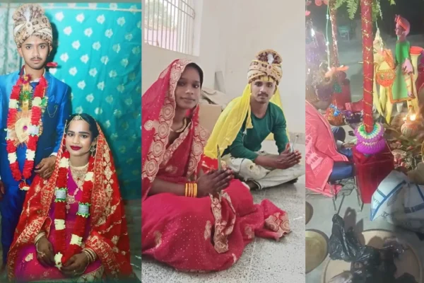 बेगूसराय में परिवार की सहमति के बाद हिंदू रीति-रिवाज से दोबारा शादी रचाने वाला अनोखा प्रेमी जोड़ा।
