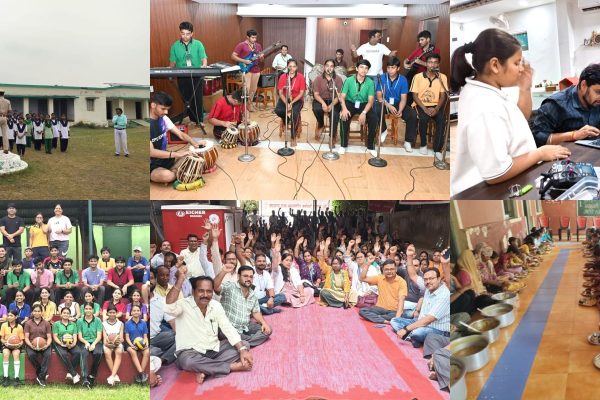गोमिया की माहेर संस्था में अनाथ बच्चों को भोजन कराते आरोही रानी के माता-पिता