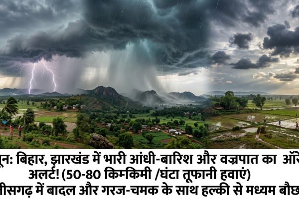 झारखंड और बिहार में चक्रवाती आंधी और भारी मानसूनी बारिश के बीच आसमान में कड़कती हुई बिजली की प्रतीकात्मक तस्वीर।