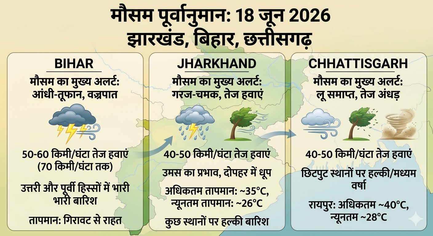 बिहार, झारखंड और छत्तीसगढ़ में आंधी-तूफान के साथ हो रही तेज बारिश की एक सांकेतिक तस्वीर.