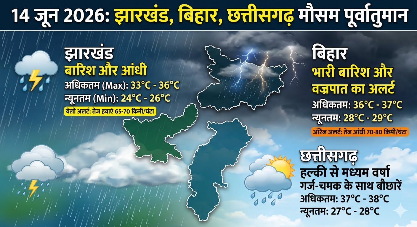 झारखंड बिहार और छत्तीसगढ़ में मानसून की दस्तक से भारी बारिश और तेज आंधी का आईएमडी अलर्ट
