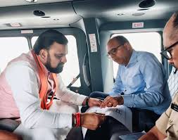 बिहार के मुख्यमंत्री सम्राट चौधरी मुंगेर में सिंधवरिणी जलाशय परियोजना का हवाई सर्वेक्षण करते हुए।