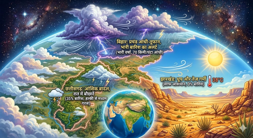 झारखंड में शुष्क मौसम और बिहार में भारी बारिश को लेकर जारी हुआ मौसम पूर्वानुमान