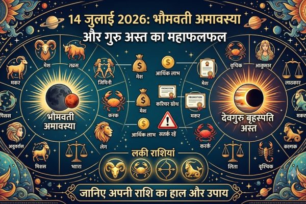14 जुलाई 2026 को भौमवती अमावस्या और गुरु अस्त के कारण सभी राशियों का राशिफल।
