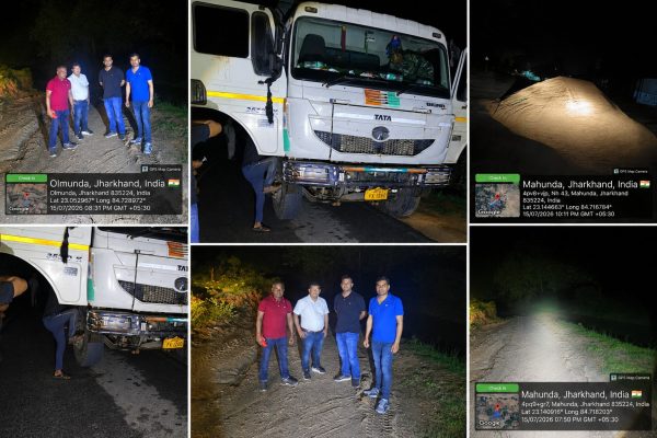 गुमला के सिसई में अवैध बालू परिवहन के खिलाफ कार्रवाई में जब्त किया गया हाईवा।