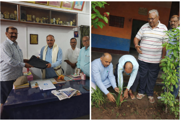 पेटरवार सरस्वती शिशु विद्या मंदिर में पदभार ग्रहण करते प्रधानाचार्य रमेश कुमार उपाध्याय।