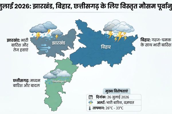 पूर्वी भारत में मानसून के घने बादल और IMD मौसम अलर्ट के दौरान कड़कती बिजली