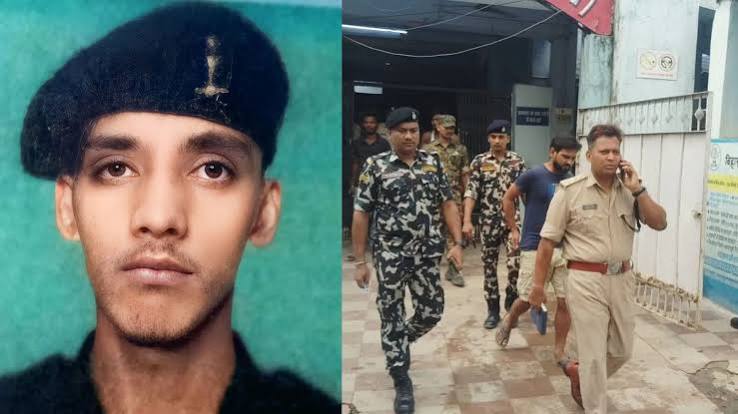 बिहार के वैशाली में जमीन विवाद को लेकर हुई गोलीबारी की जांच करती पुलिस टीम।