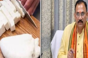 छत्तीसगढ़ में एनालॉग पनीर पर प्रतिबंध की घोषणा करते स्वास्थ्य मंत्री श्याम बिहारी जायसवाल