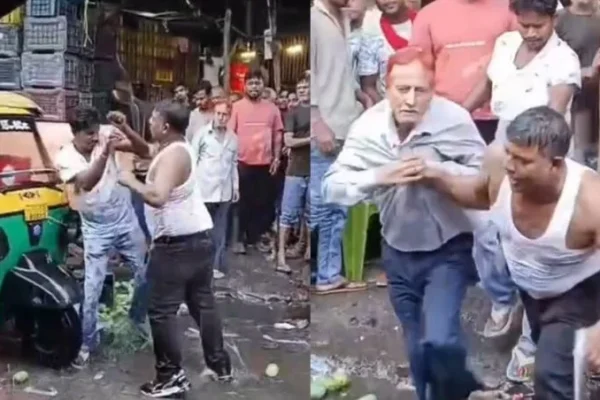 जमशेदपुर के व्यस्त साकची बाजार का दृश्य जहां फल दुकान के कर्मचारी से मारपीट के बाद पुलिस जांच चल रही है।