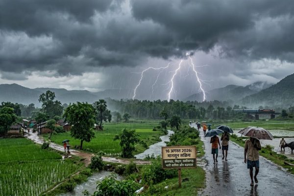 धनबाद और झारखंड में 16 अगस्त 2026 को मानसूनी बादलों और भारी बारिश का अलर्ट