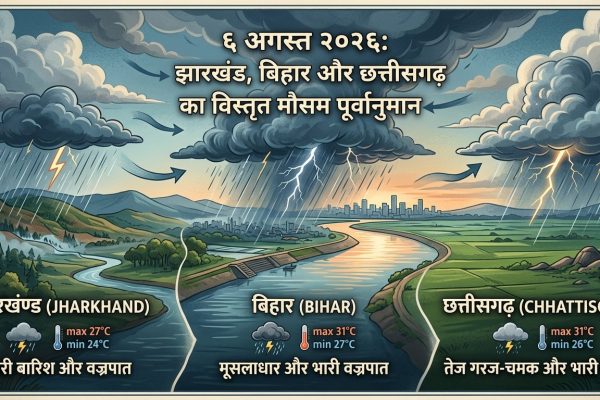 झारखंड बिहार और छत्तीसगढ़ में भारी बारिश और वज्रपात को लेकर आईएमडी द्वारा जारी मौसम अलर्ट।