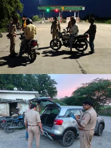 महुआडांड में आईआरबी कैंप के पास वाहन चेकिंग अभियान के दौरान कागजात जांच करती पुलिस टीम।