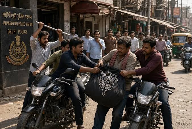 दिल्ली के जहांगीरपुरी में थाने के सामने एक करोड़ रुपये की चांदी की लूट