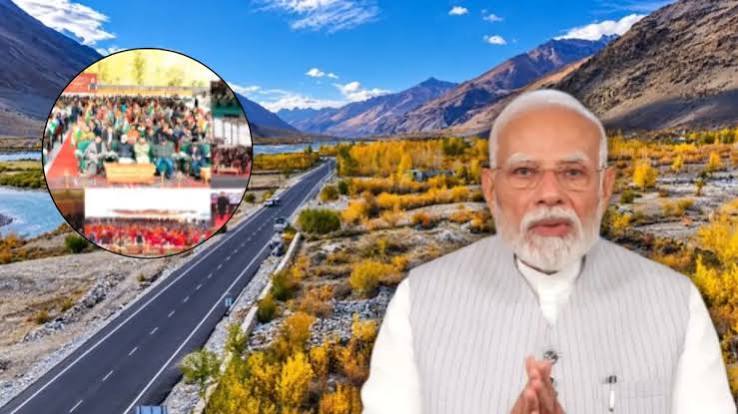 लद्दाख में विकास परियोजनाओं और उद्घाटन समारोह को दर्शाती प्रतीकात्मक तस्वीर।